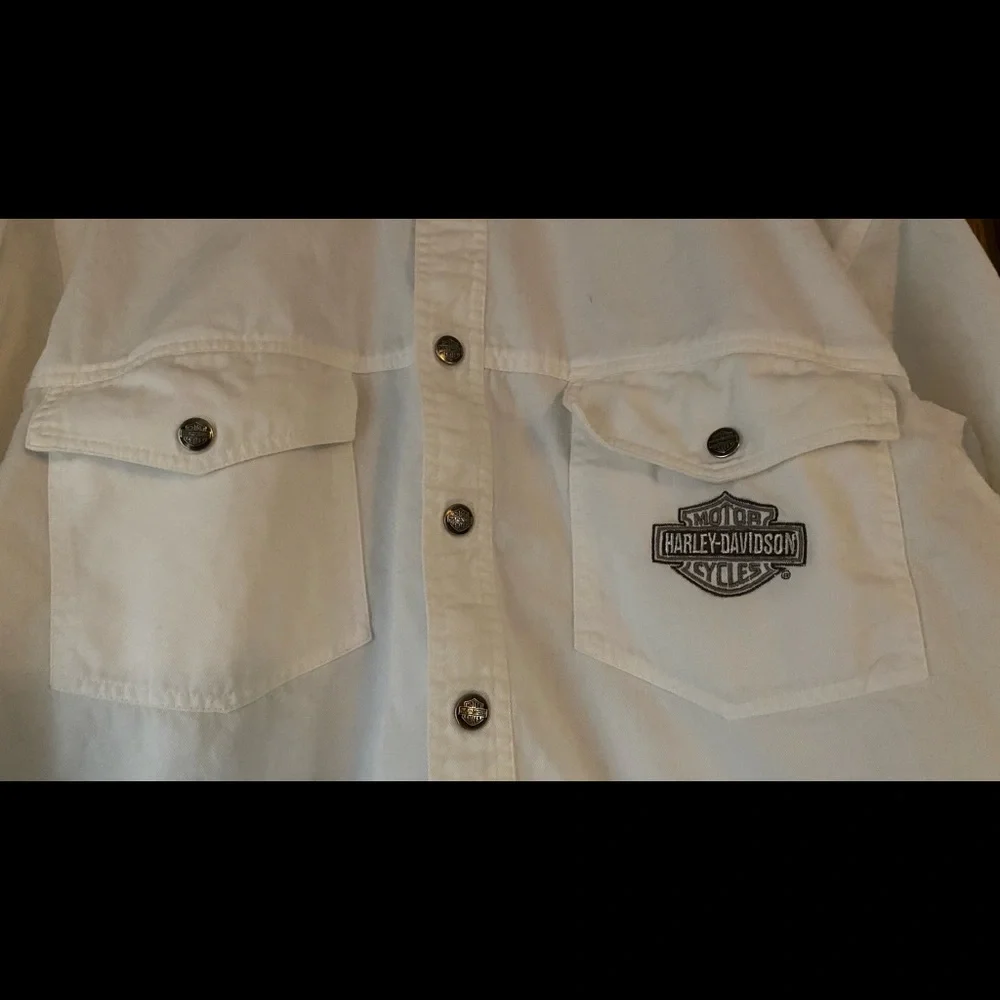 HARLEY DAVIDSON MENS WHITE DENIM XL - Picture 4 of 8